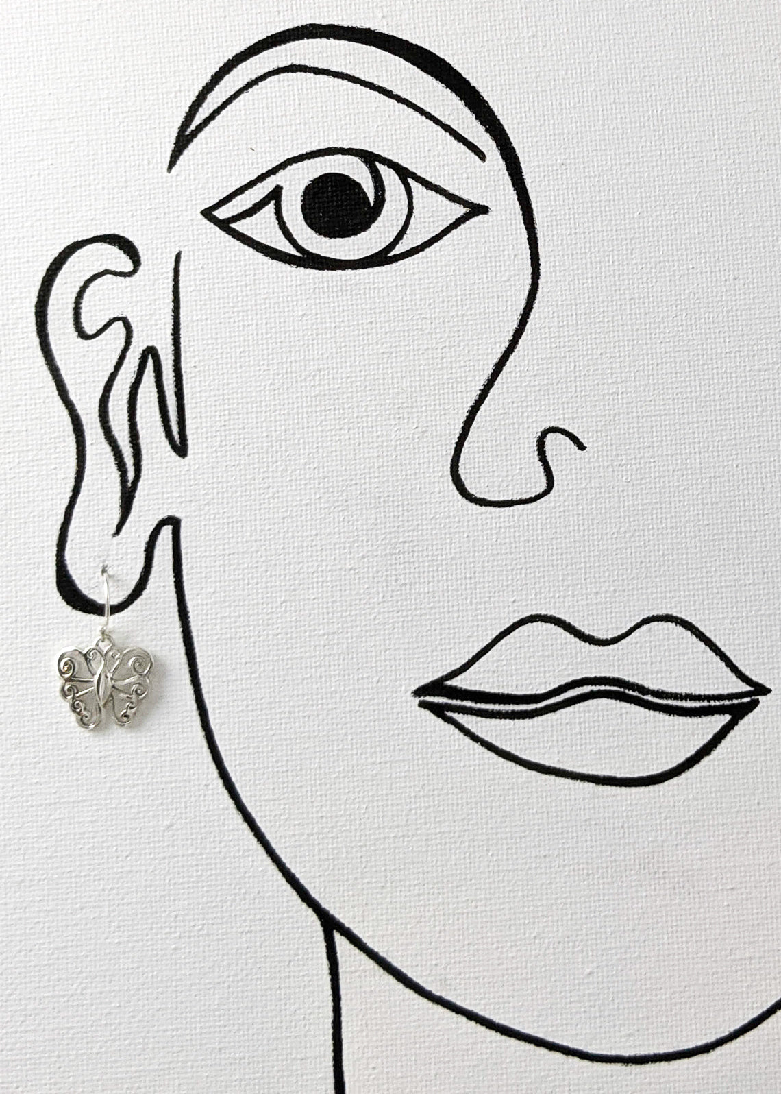 Butterfly with Curly Wings Earrings in Sterling Silver