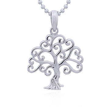 Tree with Curly Branches Pendant in Sterling Silver