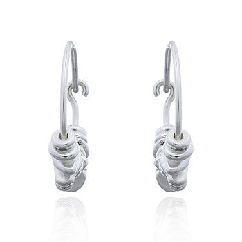 Hoop Earrings with Unique Hanging Beads, Sterling Silver