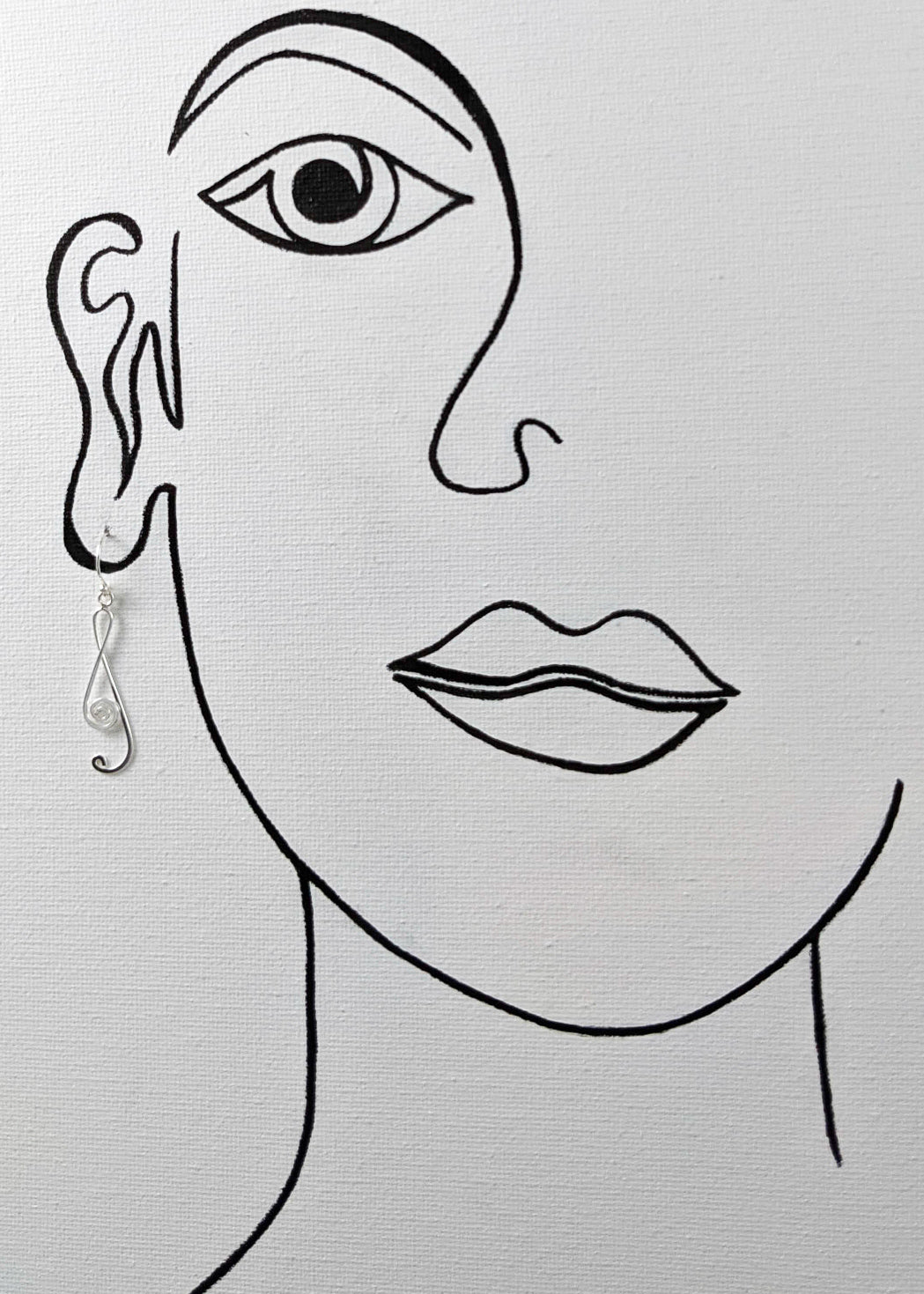 Treble Clef Wire Earrings in Sterling Silver