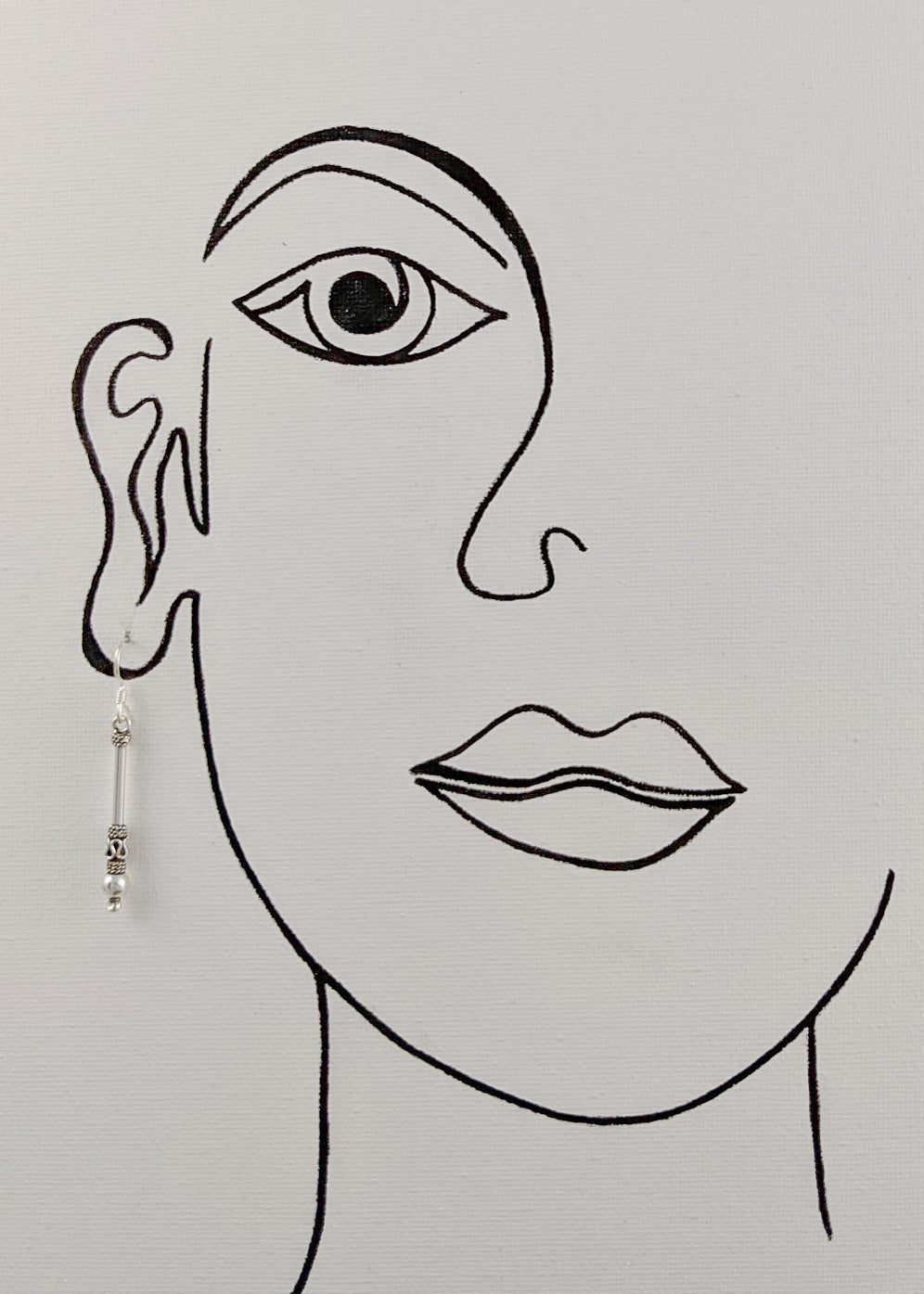 Long Bali Bead Stick Earrings in Sterling Silver