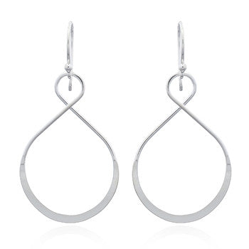 Unsymmetrical Infinity Earrings, Sterling Silver