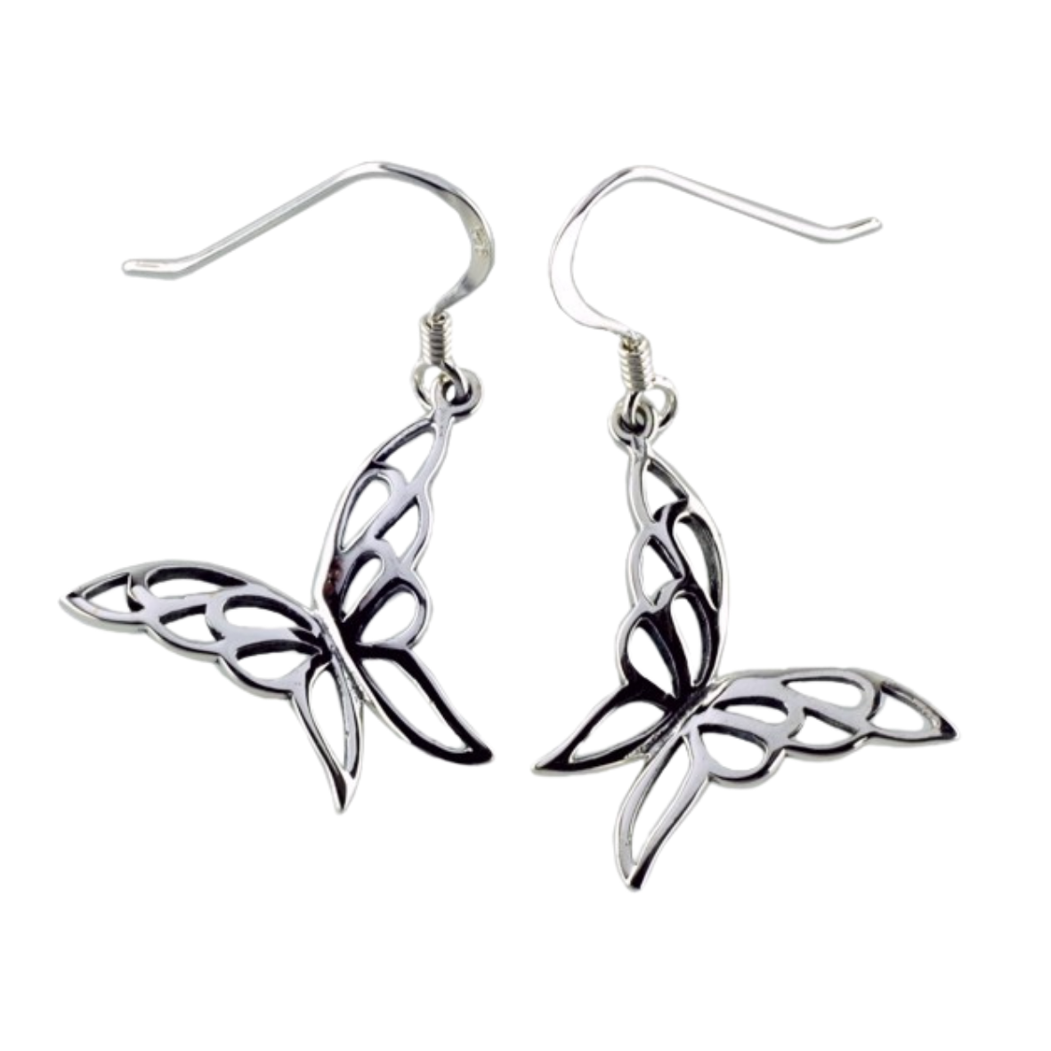 Stencil Butterfly Earrings, Sterling Silver