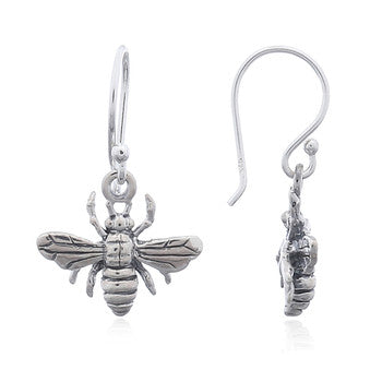 Bumble Bee Dangle Earrings in Sterling Silver