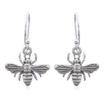 Bumble Bee Dangle Earrings in Sterling Silver
