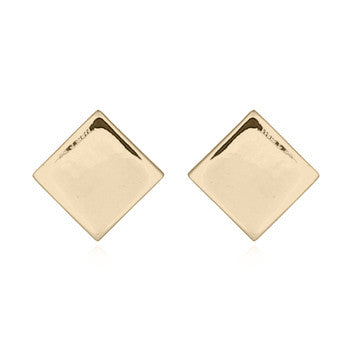 Square Stud Earrings (6mm), Gold Plated Sterling Silver