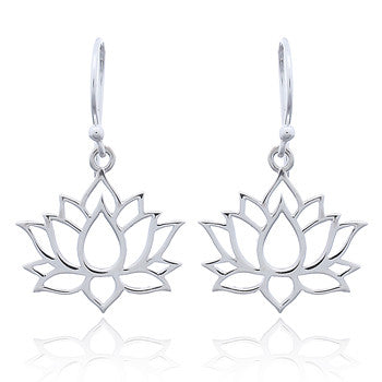 Lotus Flower Earrings in Sterling Silver