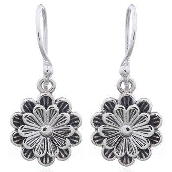 Doubled Daisy Earrings in Sterling Silver