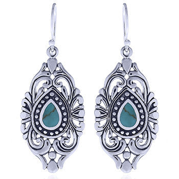 Vintage-look Earrings in Turquoise and Sterling Silver