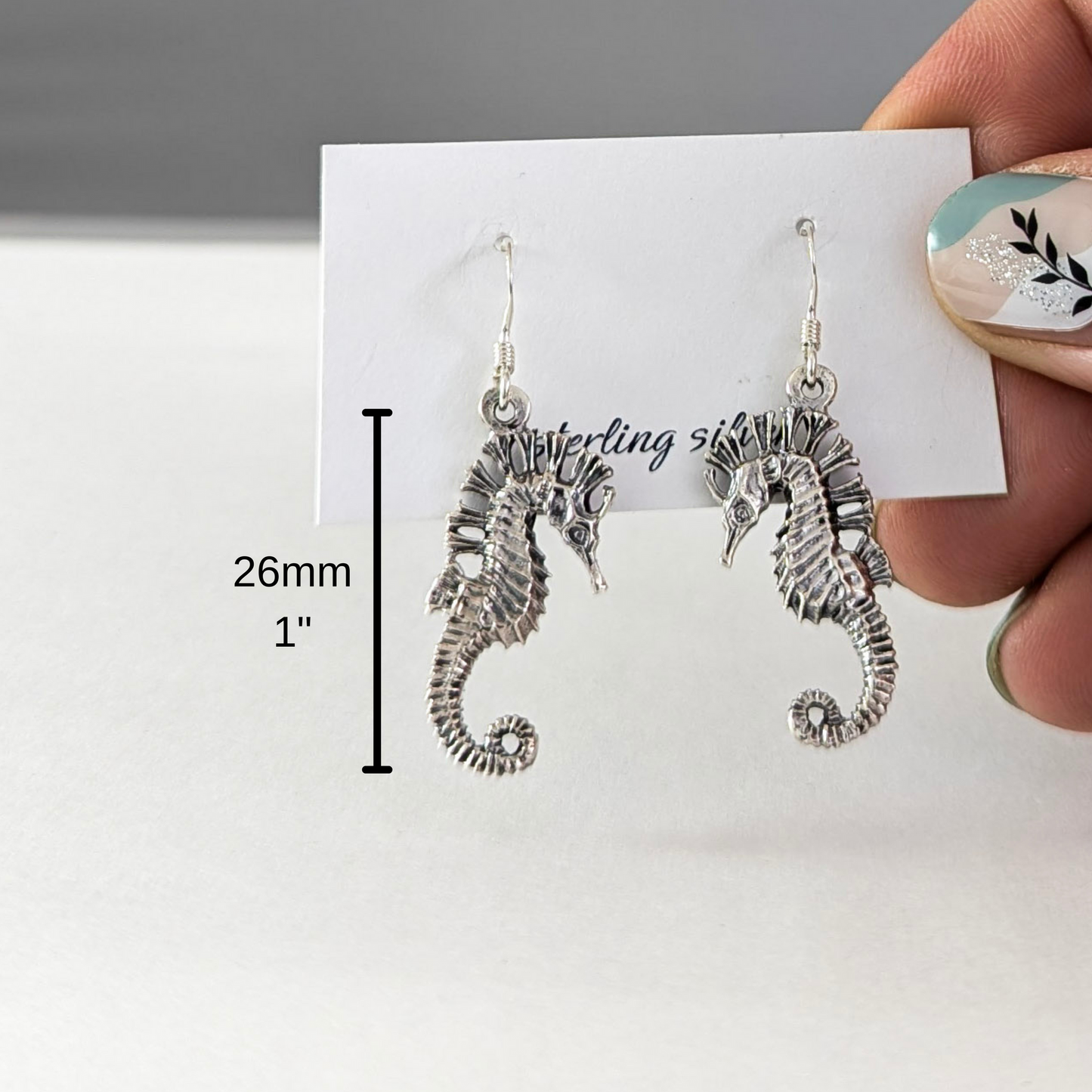 Seahorses in the Ocean Earrings in Sterling Silver