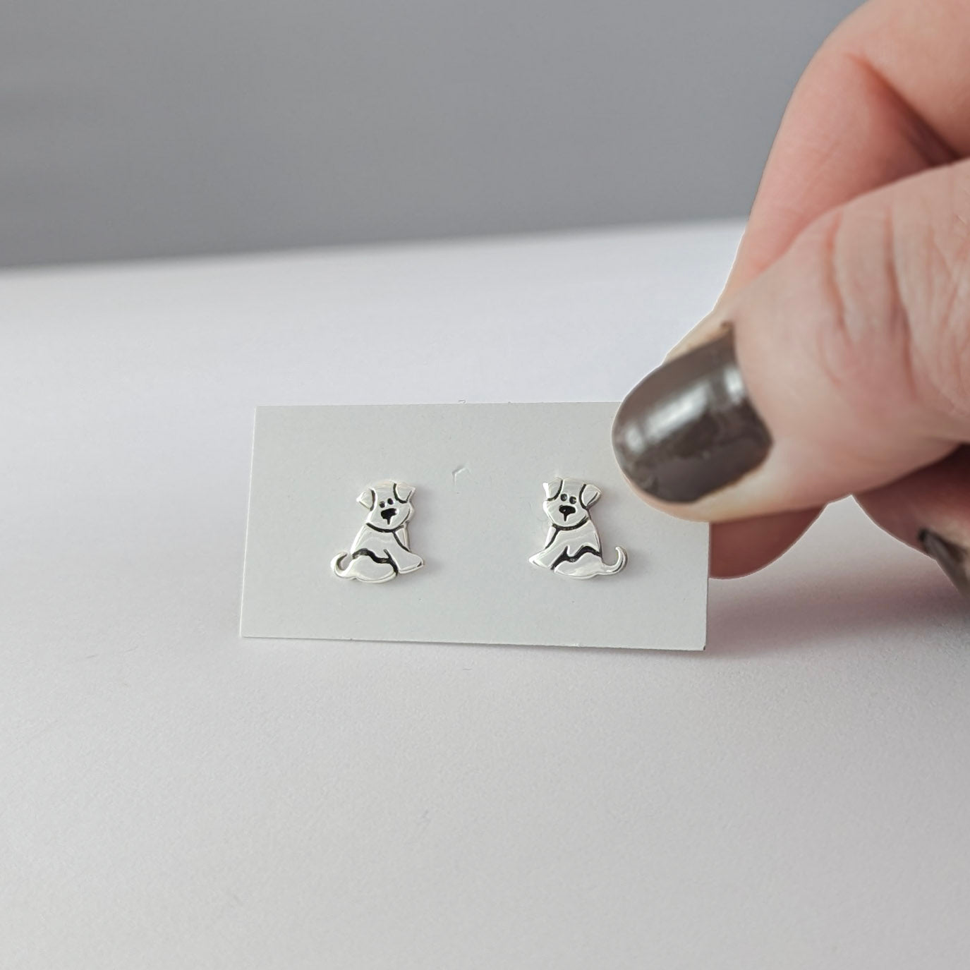Sit Puppy Sit Post Earrings in Sterling Silver