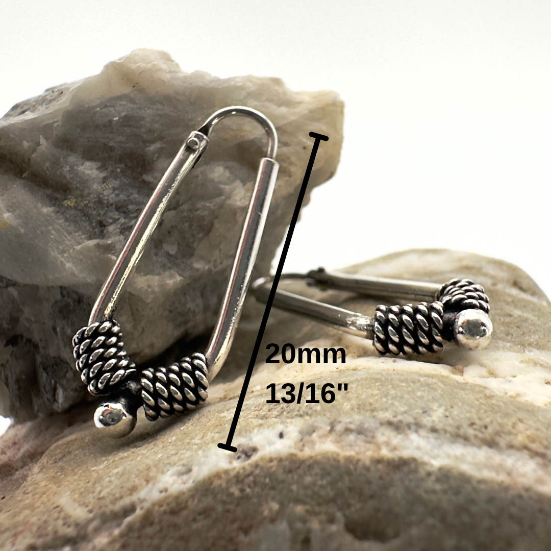 Oval Hoop with Roped Accent in Sterling Silver
