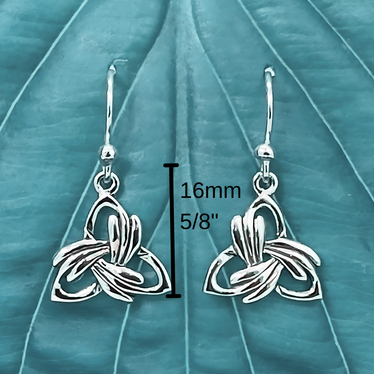 Feathered Trinity Knot Earrings in Sterling Silver