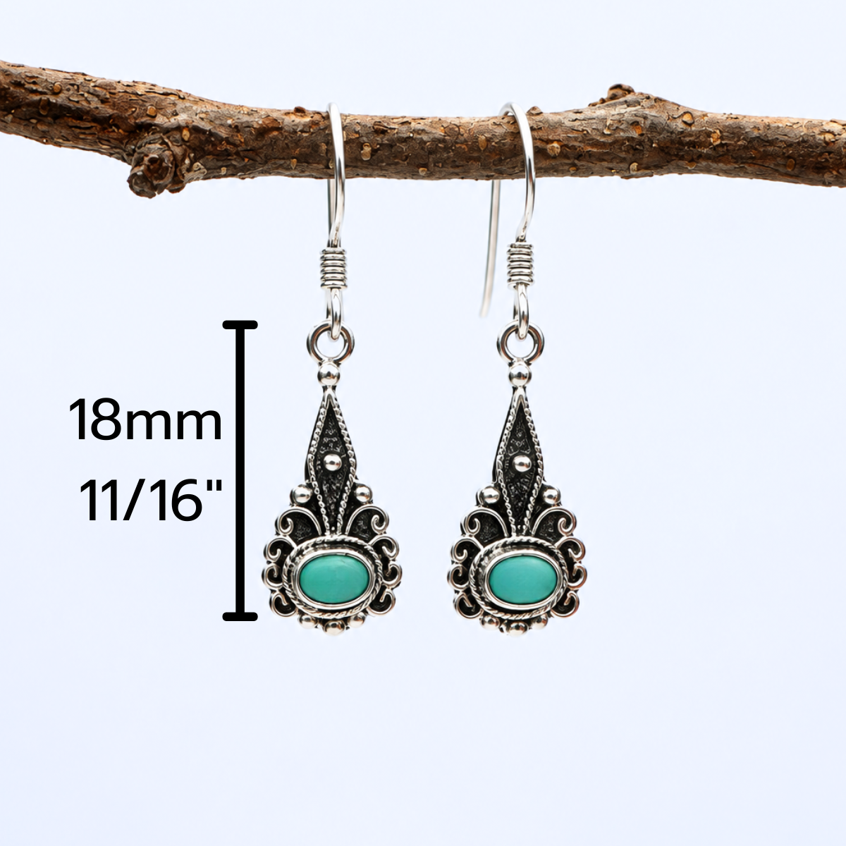 Vintage Charm Turquoise Drop Earrings | Sterling Silver