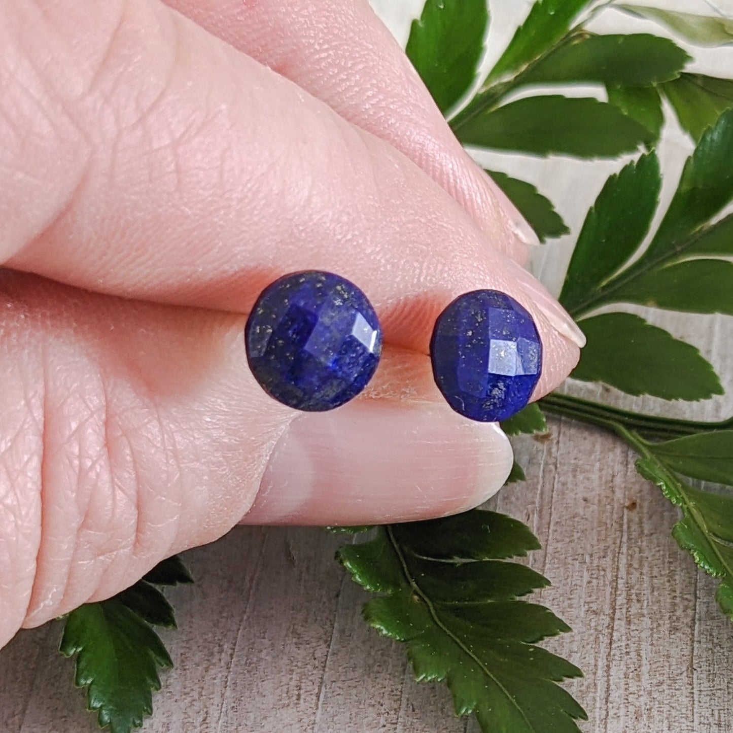 Faceted Lapis Lazouli Stud Earrings in Sterling Silver
