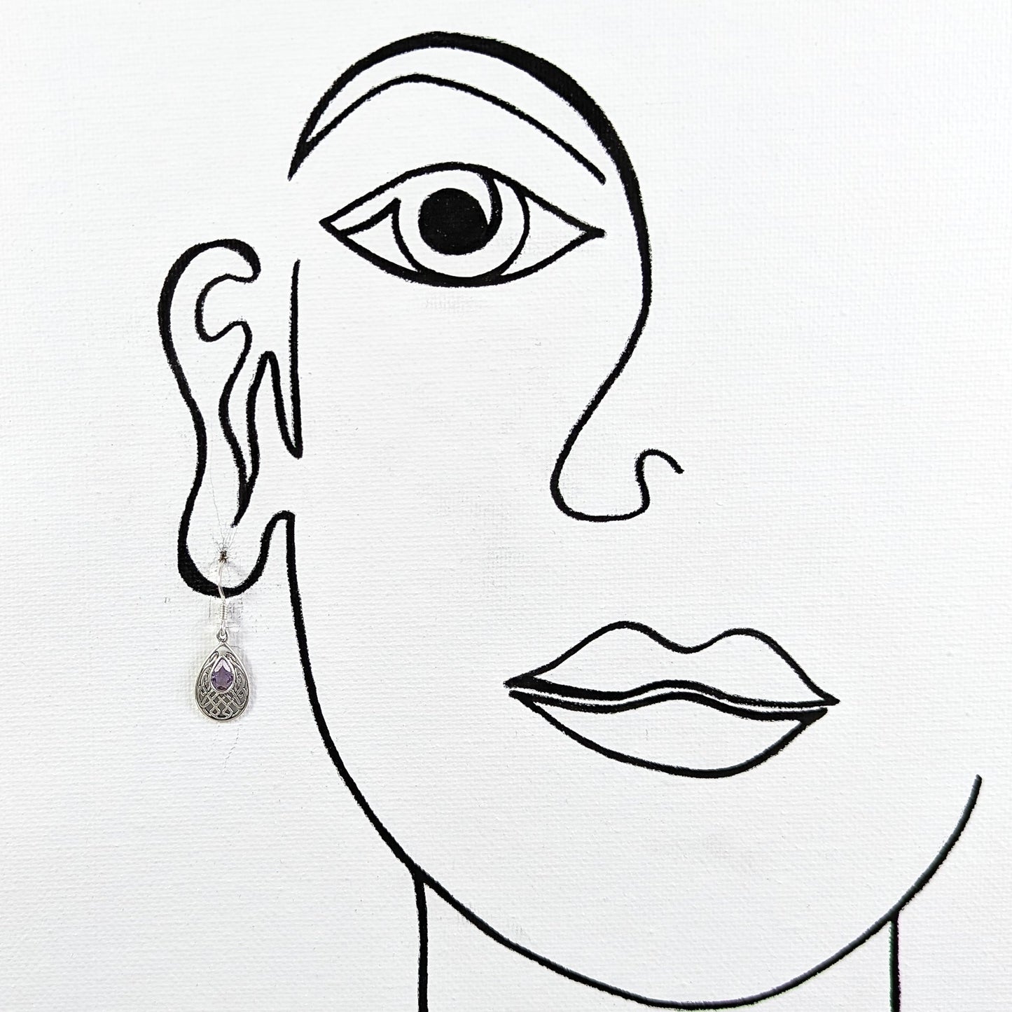 A Thoughtful Touch | Celtic Teardrop Amethyst Earrings in Sterling Silver