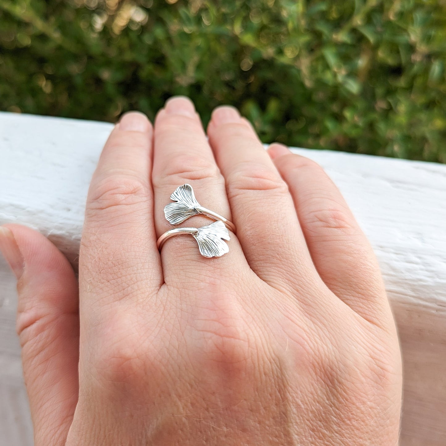Wrapped Gingko Leaves Ring in Sterling Silverl