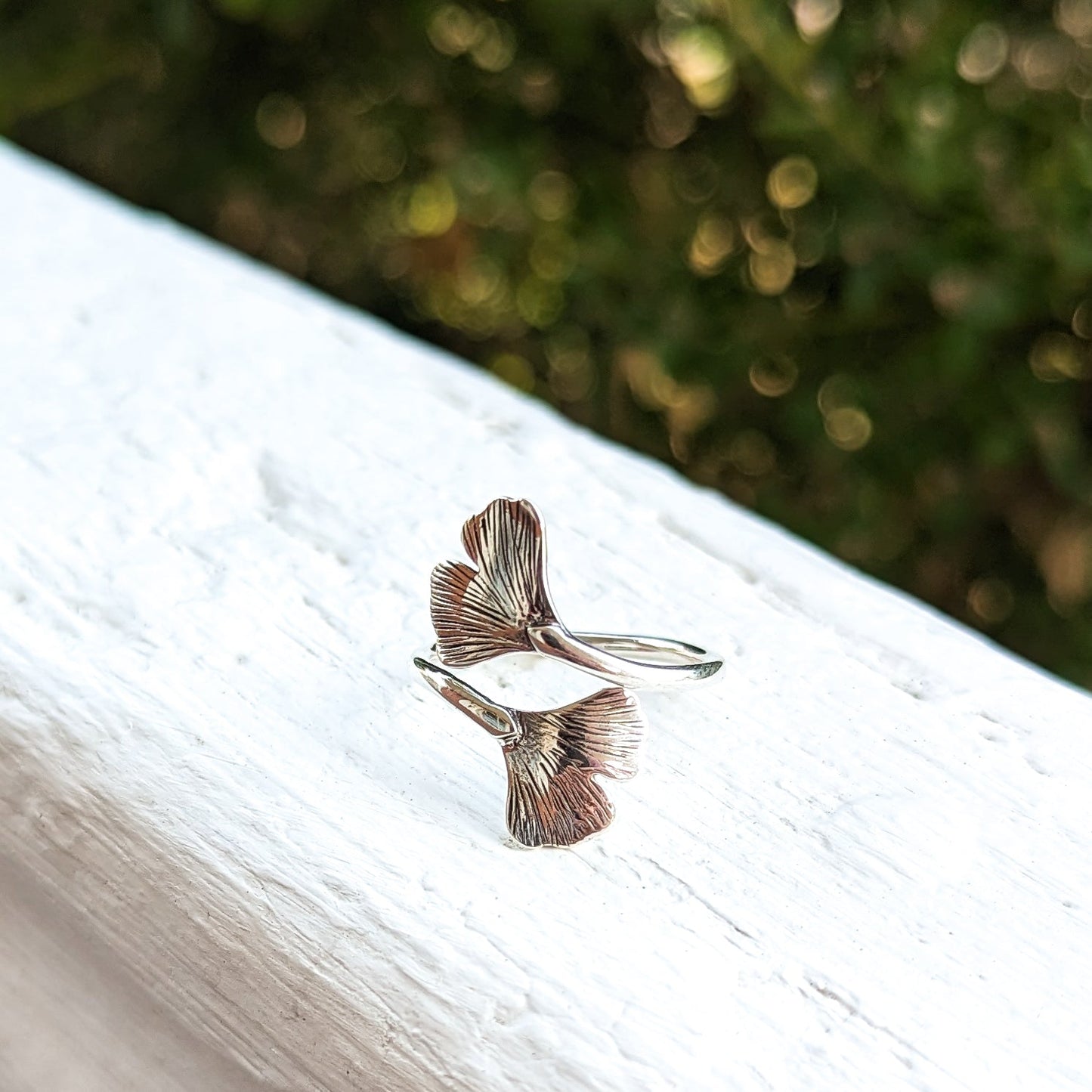 Wrapped Gingko Leaves Ring in Sterling Silverl