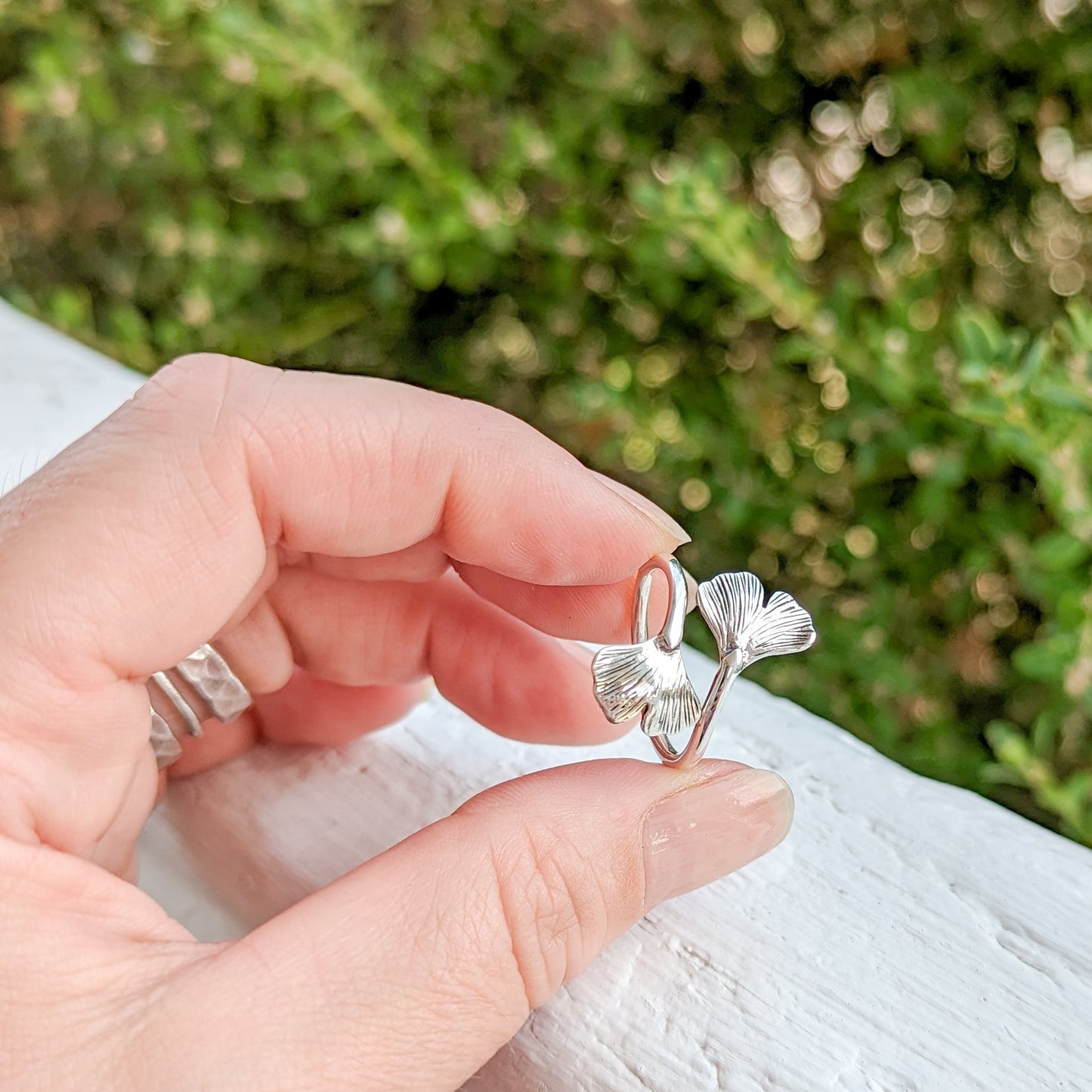 Wrapped Gingko Leaves Ring in Sterling Silverl