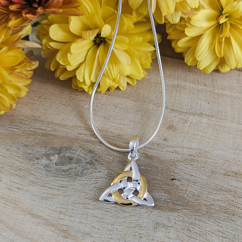Trinity Circle Knot in Sterling Silver & Gold Plate