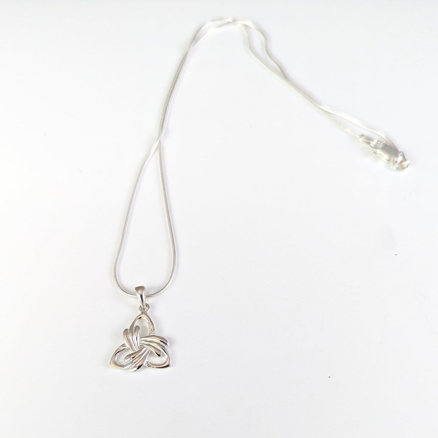 Feathered Trinity Knot Necklace in Sterling Silver