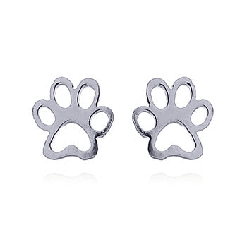 Paw Print Post Earrings in Sterling Silver