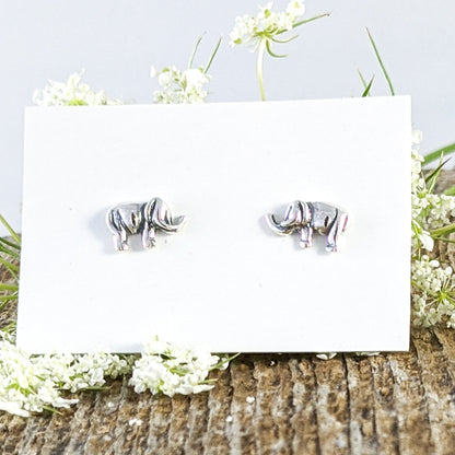 Tiny Elephant Stud Earrings in Sterling Silver