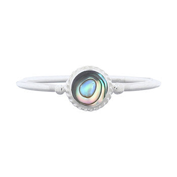 Dainy Round Abalone Ring in Sterling Silver