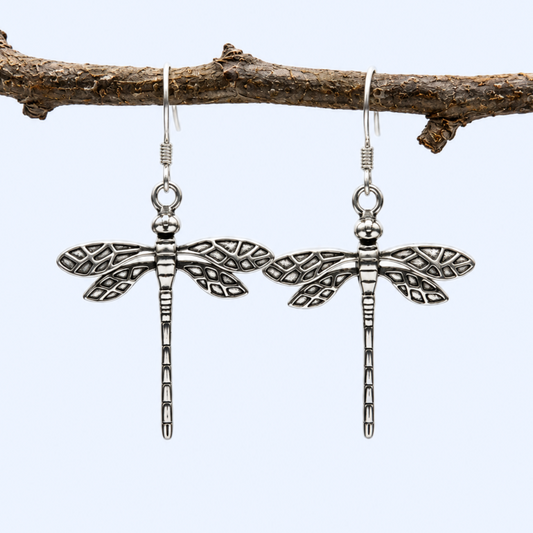Wings of Change Dragonfly Earrings in Sterling Silver