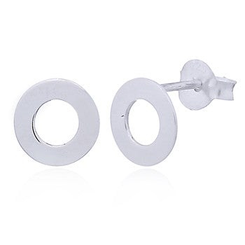 Flat Disc Stud Earrings in Sterling Silver