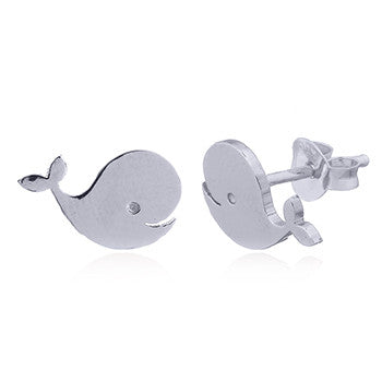 Whale Stud Earrings in Sterling Silver