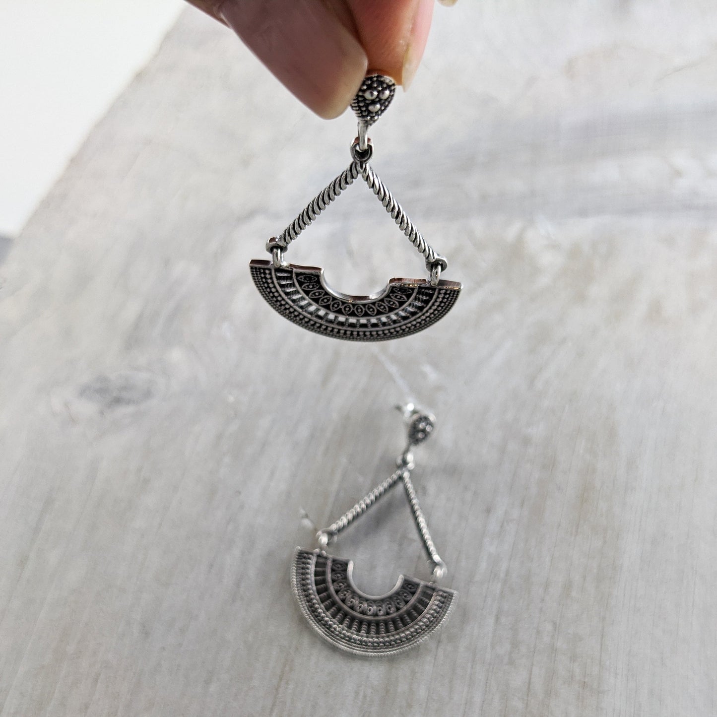 Statement Fan Earrings in Sterling Silver