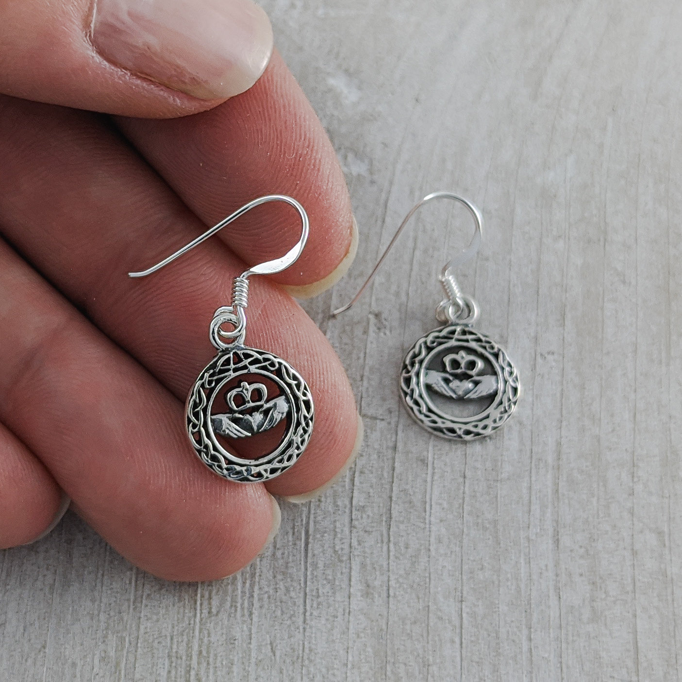 Claddagh Celtic Knot Earrings in Sterling Silver