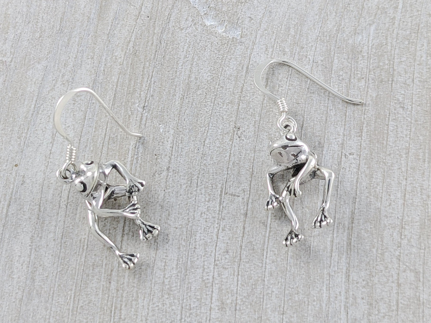 Moving Frog Earrings in Sterling Silver