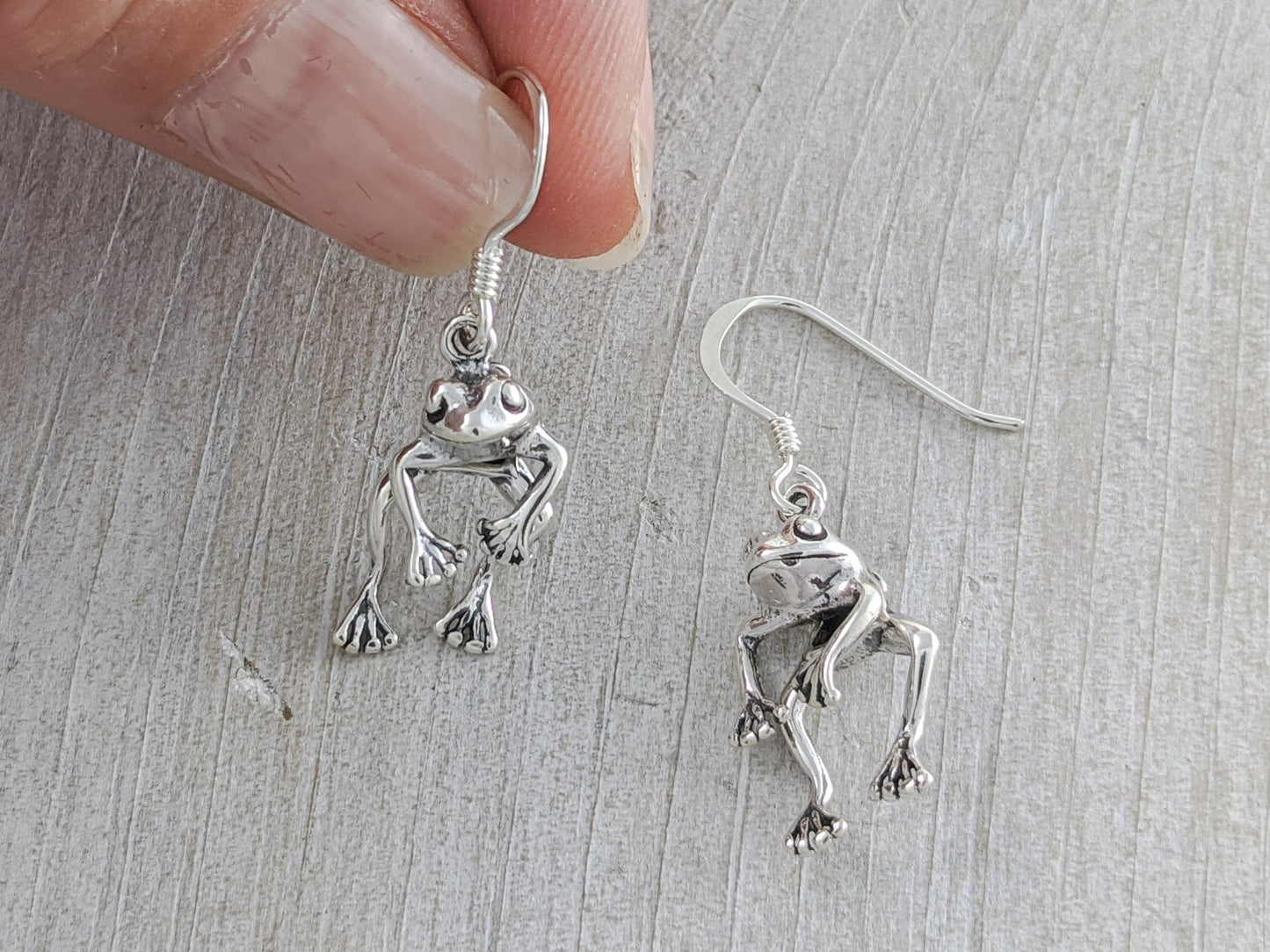 Moving Frog Earrings in Sterling Silver