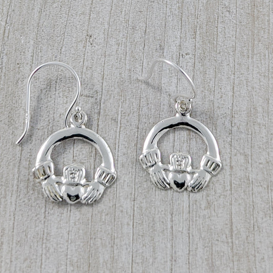 Delicate Celtic Claddagh Earrings in Sterling Silver