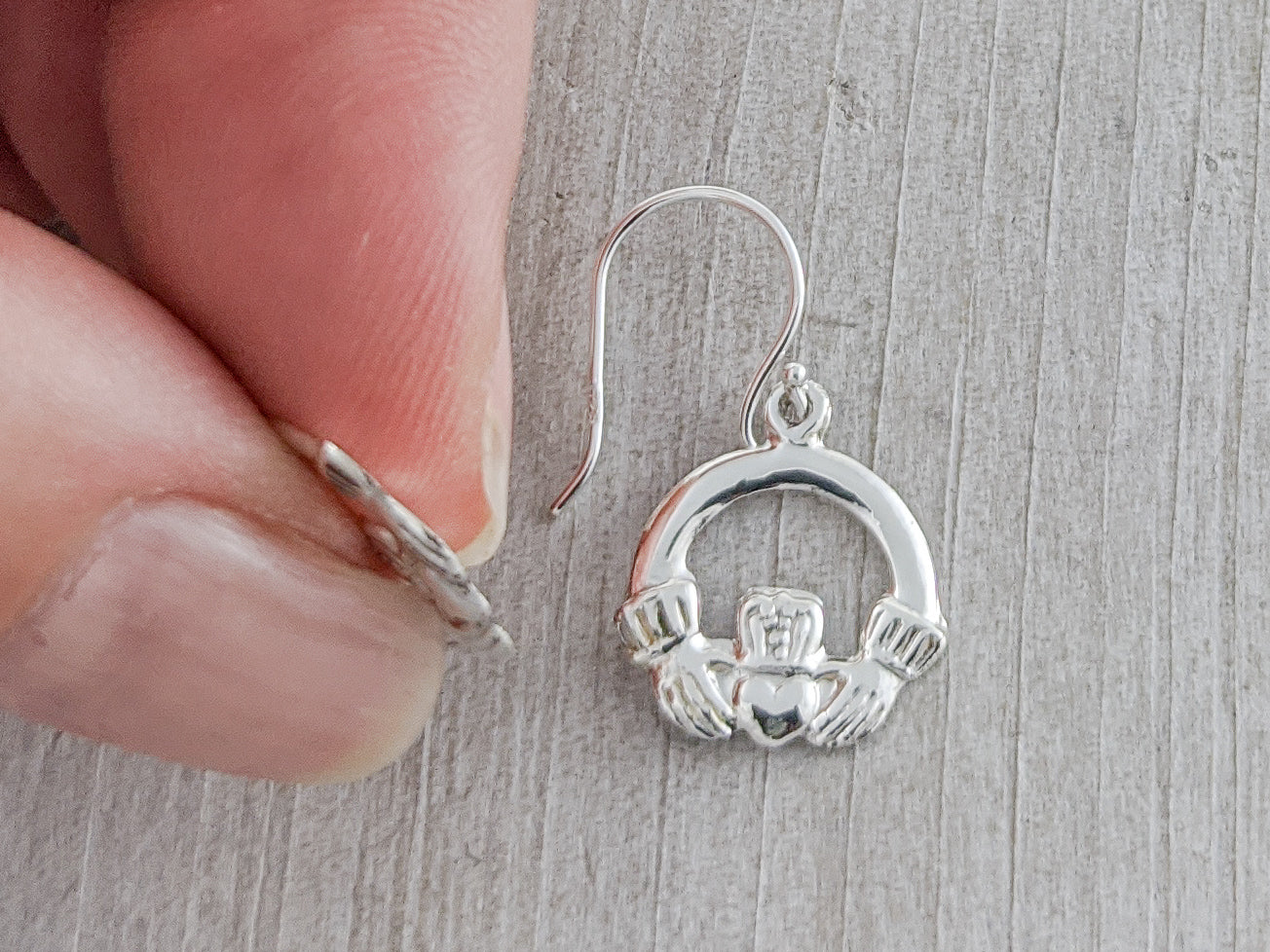 Delicate Celtic Claddagh Earrings in Sterling Silver