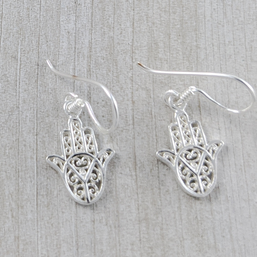 Hamsa/Fatima Hand Earrings in Sterling Silver