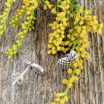 Pineapple Stud Earrings, Sterling Silver