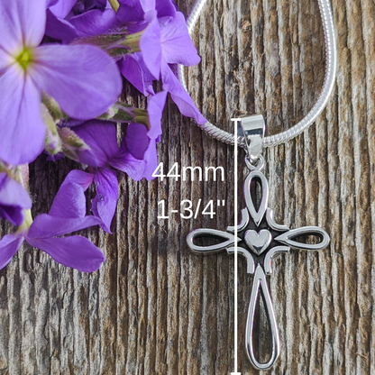 Faith & Love Cross Necklace in Sterling Silver