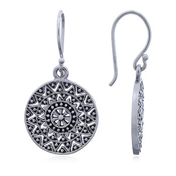 Sun Mandala Earrings, Sterling Silver