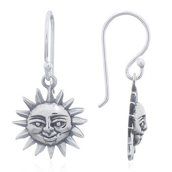 Smiling Sun Earrings, Sterling Silver