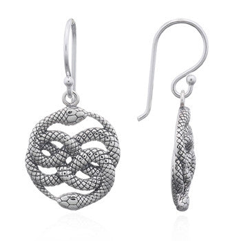 Twirled Snakes Dangle Earrings, Sterling Silver