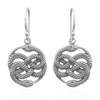 Twirled Snakes Dangle Earrings, Sterling Silver