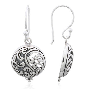 Waves Ying Yang Style Earrings, Sterling Silver