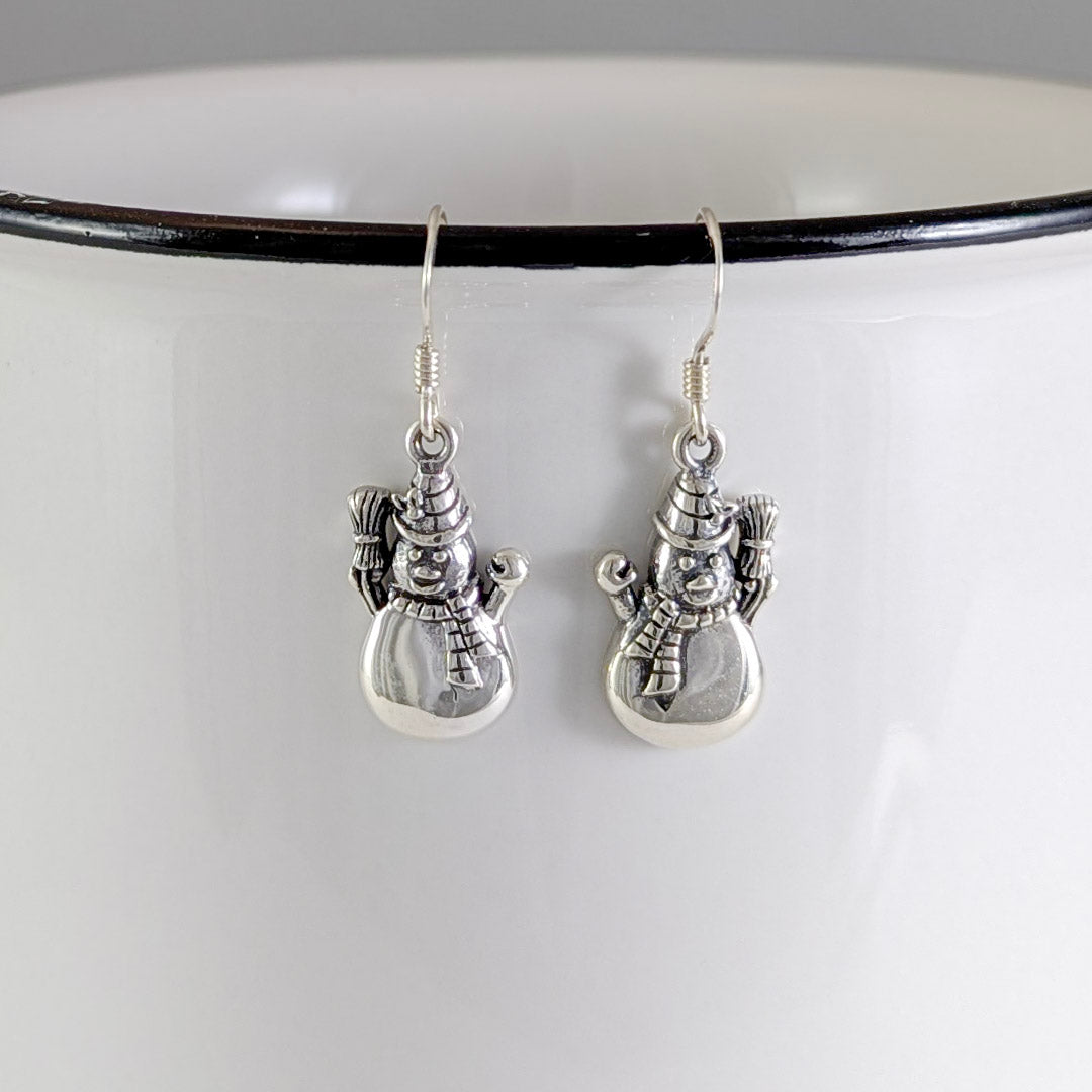 Snowman Earrings in Sterling Silver