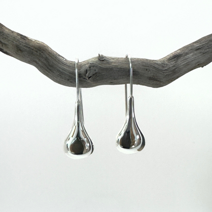 Contemporary Tear Drop Earrings in Sterling Silver