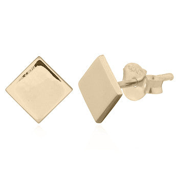 Square Stud Earrings (6mm), Gold Plated Sterling Silver