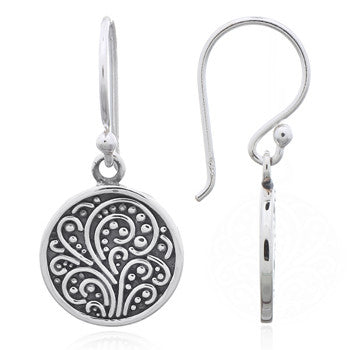 Blowing Wind Medallion Earrings in Sterling Silver