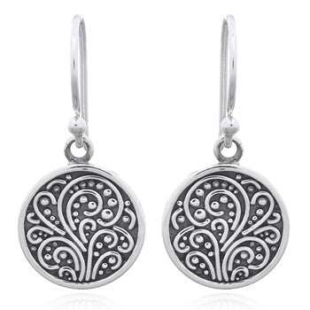 Blowing Wind Medallion Earrings in Sterling Silver